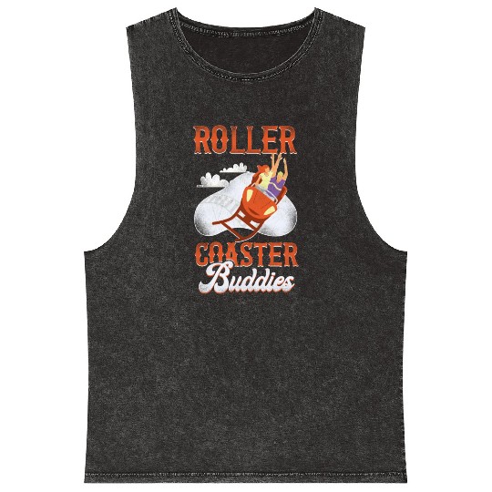 Roller Coaster Friends Besties Mineral Wash Tank Tops