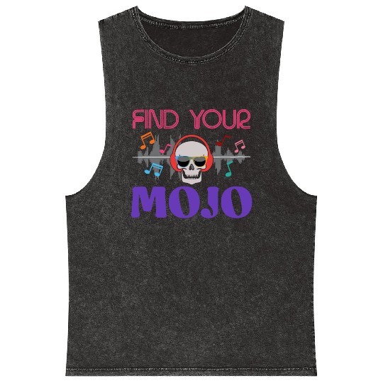 Find Your Mojo Colorful Violet Pink Retro Font Mineral Wash Tank Tops