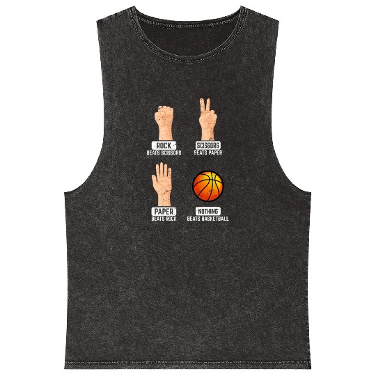 Rock Paper Scissors Nothing Beats Basketball Playe Mineral Wash Tank Tops