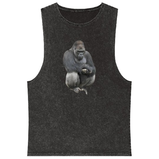 Majestic Gorilla Silhouette Design Mineral Wash Tank Tops