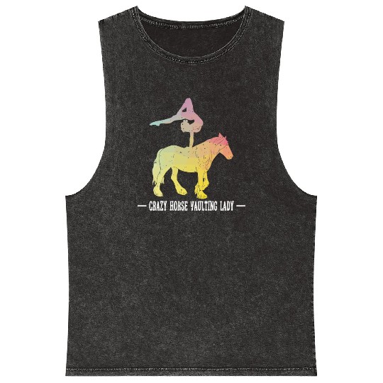 Crazy Horse Vaulting Lady Horseback Vaulting Mineral Wash Tank Tops