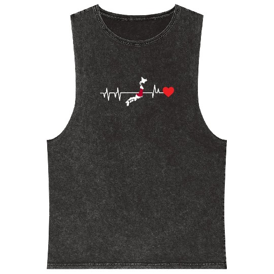 Japan Heartbeat Gift Mineral Wash Tank Tops