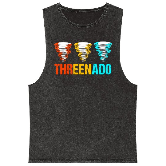 3rd Birthday Threenado Birthday Tornado Mineral Wash Tank Tops