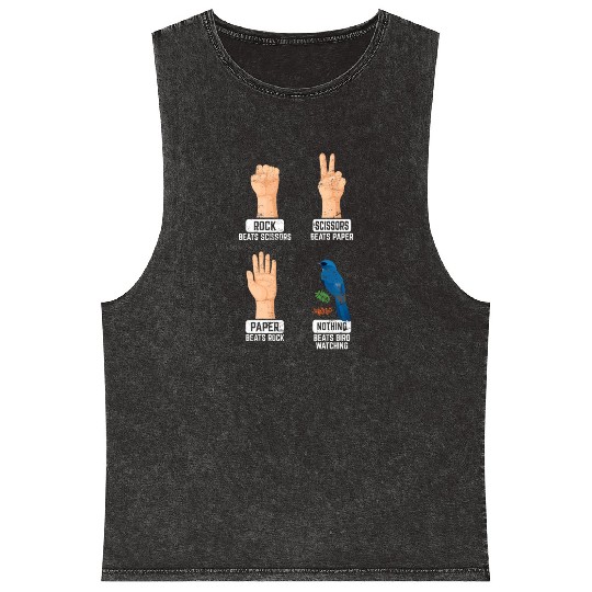 Rock Paper Scissors Nothing Beats Bird Watching Bi Mineral Wash Tank Tops