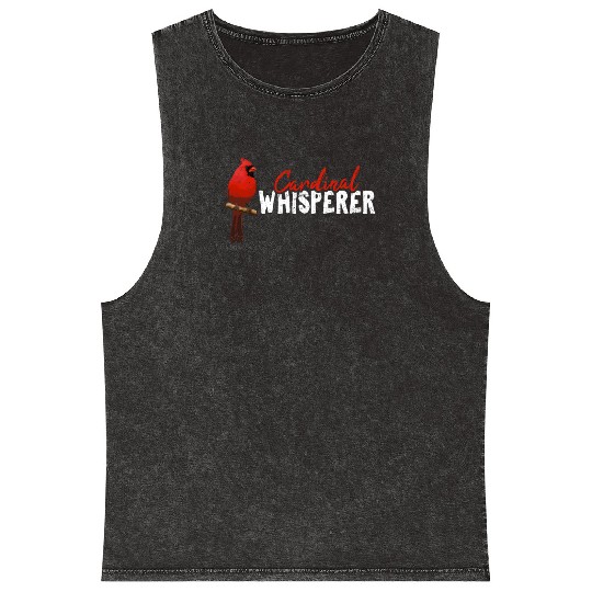 Cardinal Whisperer Northern Cardinal Bird Red Card Mineral Wash Tank Tops