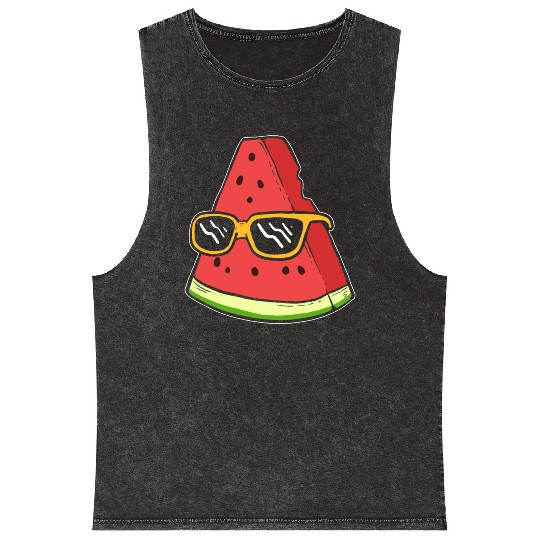 Chilling Watermelon Tourist Gift Mineral Wash Tank Tops