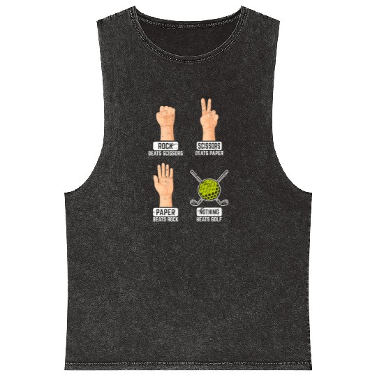 Rock Paper Scissors Nothing Beats Golf Funny Golfi Mineral Wash Tank Tops