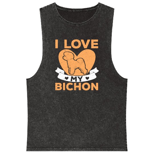 Bichon Frise Dog Lover Dog Breeder Puppy Paw Love Mineral Wash Tank Tops