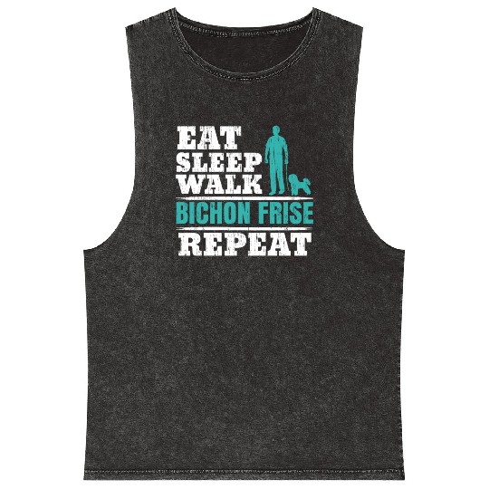 Eat Sleep Walk Bichon Frise Repeat Dog Lover Mineral Wash Tank Tops