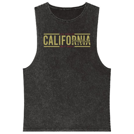 California Long Beach Surfing Mineral Wash Tank Tops