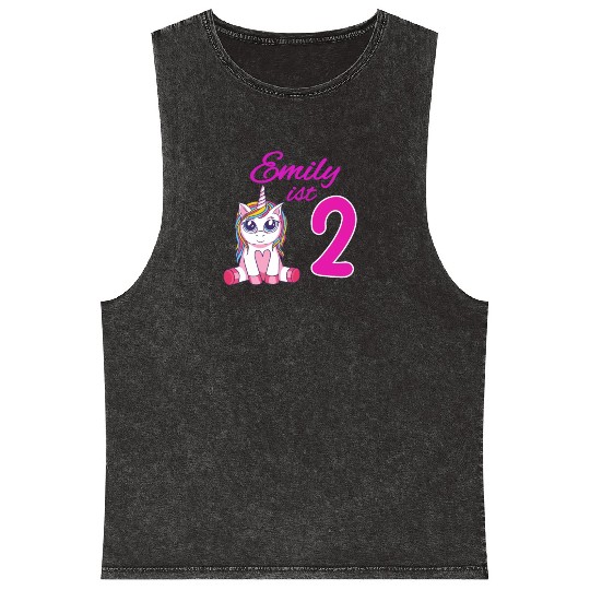 Children's Birthday Party 2 Years Girl Name Emily Mineral Wash Tank Tops