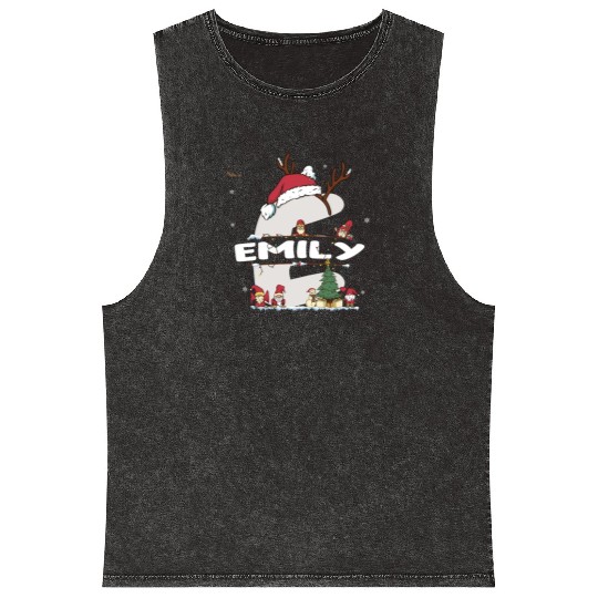 Emily Christmas - Emily Name funny Xmas Mineral Wash Tank Tops