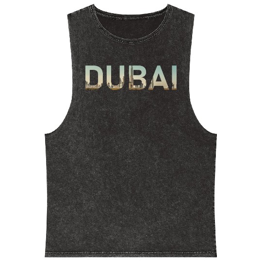 Dubai Desert Skyline United Arab Emirates UAE Mineral Wash Tank Tops