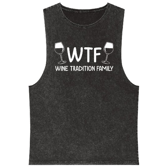 Christmas Wine Tradition Family WTF Funny Xmas Mineral Wash Tank Tops