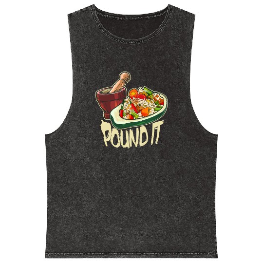 Pound It Green Spicy Thai Papaya Salad Mineral Wash Tank Tops