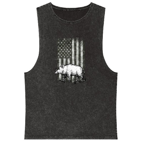 Patriotic Wild Boar Hunting Season For Hog Mineral Wash Tank Tops