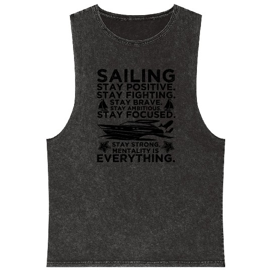 Sailing Stay Positive Stay Brave Mineral Wash Tank Tops