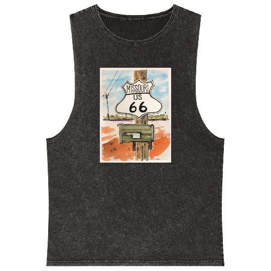 Missouri Route 66 Sign Mineral Wash Tank Tops