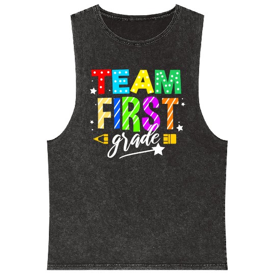 Team First Grade For Elementary Teacher Mineral Wash Tank Tops