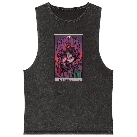 Strength Tarot Card Halloween Cerberus Greek Mytho Mineral Wash Tank Tops