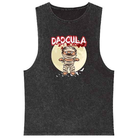 Dadcula Dracula Vampire Dad Funny Halloween Party Mineral Wash Tank Tops