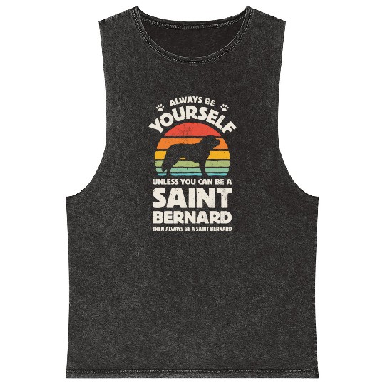 Always Be Yourself Saint Bernard Mineral Wash Tank Tops for Men Wom