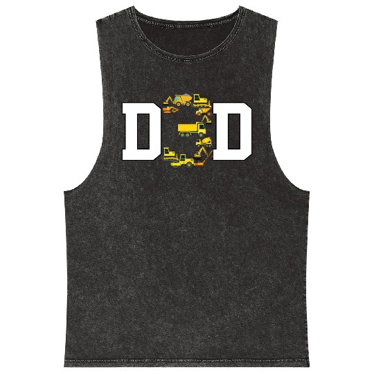 Dad of 3 Year Old Kid Construction Truck Toy Daddy Mineral Wash Tank Tops
