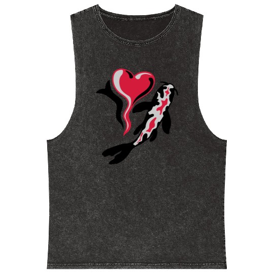 I Love Koi Fish Mineral Wash Tank Tops