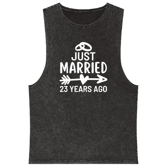 Just Married 23 Years Ago Wedding Anniversary Mineral Wash Tank Tops