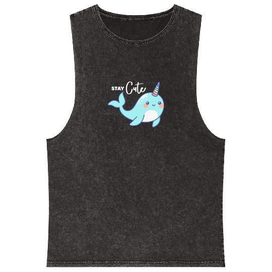 Stay Cute, Narwhal Mineral Wash Tank Tops