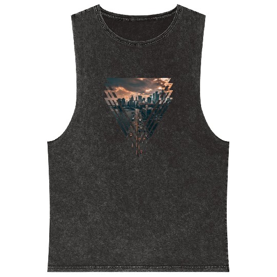 Manhattan in Triangle Mineral Wash Tank Tops