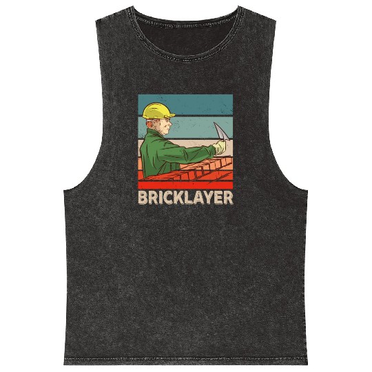 Bricklayer Bricklaying Mason Brick Mineral Wash Tank Tops
