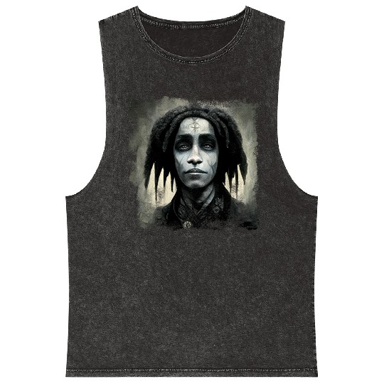 Gothic Rasta Mineral Wash Tank Tops