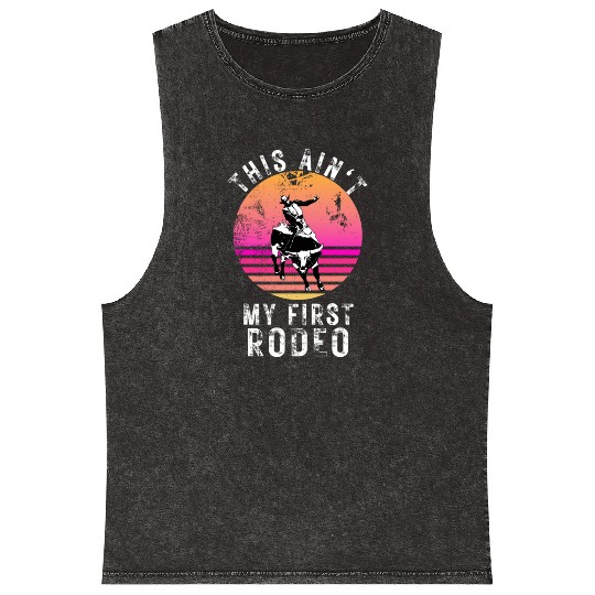 THIS AIN'T MY FIRST RODEO Mineral Wash Tank Tops