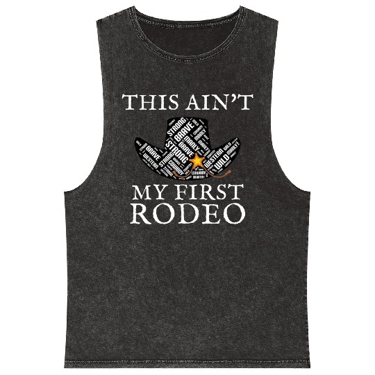THIS AIN'T MY FIRST RODEO Mineral Wash Tank Tops