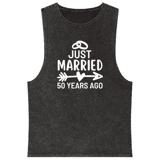 Just Married 50 Years Ago Wedding Anniversary Mineral Wash Tank Tops