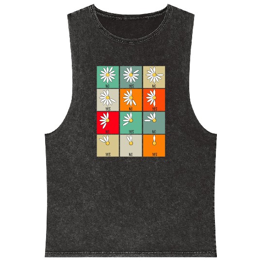 Wish Game Daisy Yes No Cute Flowers Mineral Wash Tank Tops