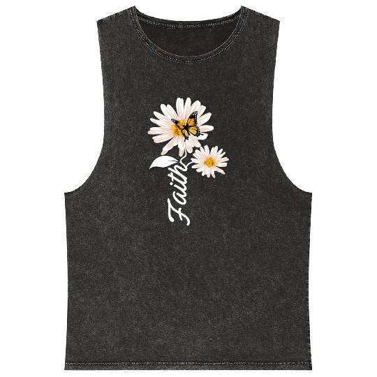Christian Gardener Butterfly Faith Daisy Mineral Wash Tank Tops