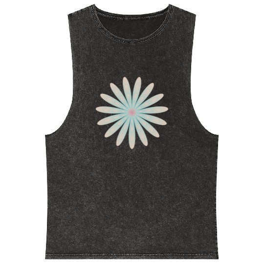 Blue and Coral Flower Mineral Wash Tank Tops