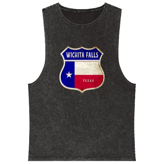 Wichita Falls Texas crest flags design Mineral Wash Tank Tops
