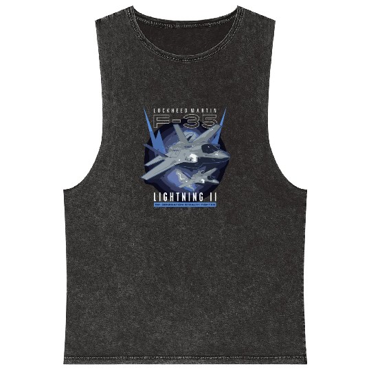 F-35 Lightning Ii 5Th Gen Stealth Fighter Mineral Wash Tank Tops