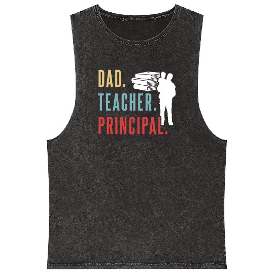 Dad Teacher Principal Homeschool Homeschooling Mineral Wash Tank Tops