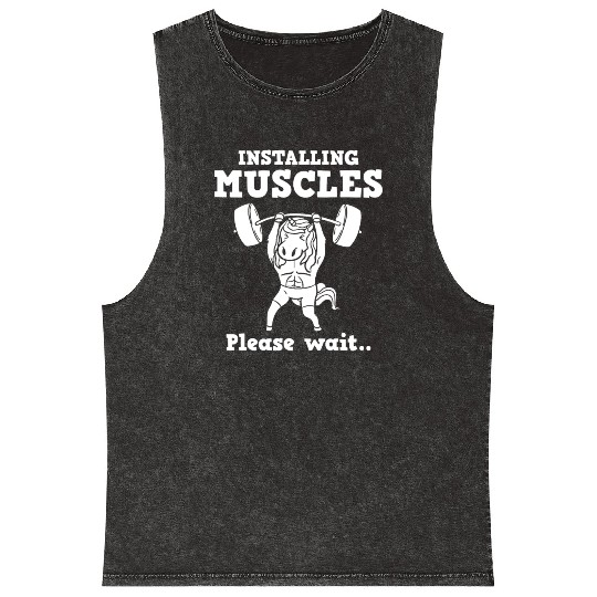 Unicorn Muscle Workout Fitness Training Sport Gym Mineral Wash Tank Tops