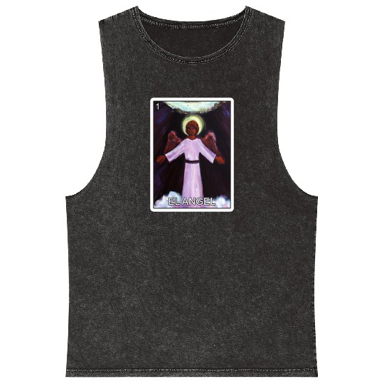 El Angel The Angel Card Mexican Lottery Card Mineral Wash Tank Tops