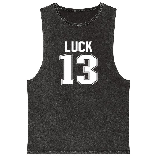 Luck 13 Jersey 13 My Lucky Number Lucky Thirteen Mineral Wash Tank Tops