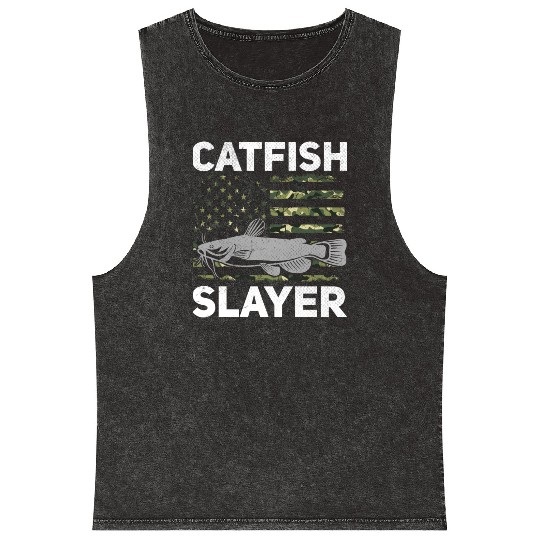Catfish Slayer - Wels Catfish Hunter Mineral Wash Tank Tops