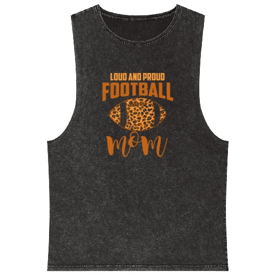 Loud Football Mom American Football Leopard Mineral Wash Tank Tops