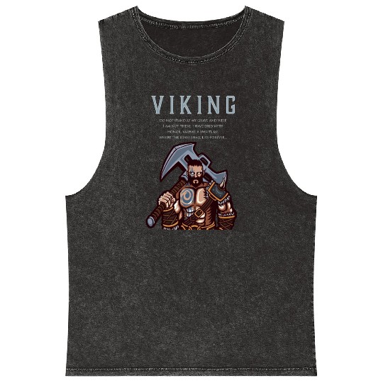 Viking Warrior Valhalla Awaits Me 1 Mineral Wash Tank Tops