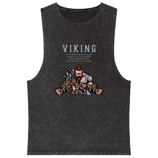 Viking Warrior Valhalla Awaits Me 2 Mineral Wash Tank Tops