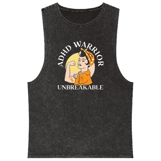 ADHD Warrior Unbreakable Embrace Neurodiversity Mineral Wash Tank Tops